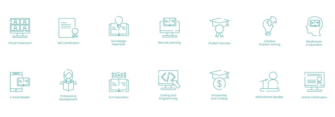 Advanced Educational Tools and Skill Development Vector Icons