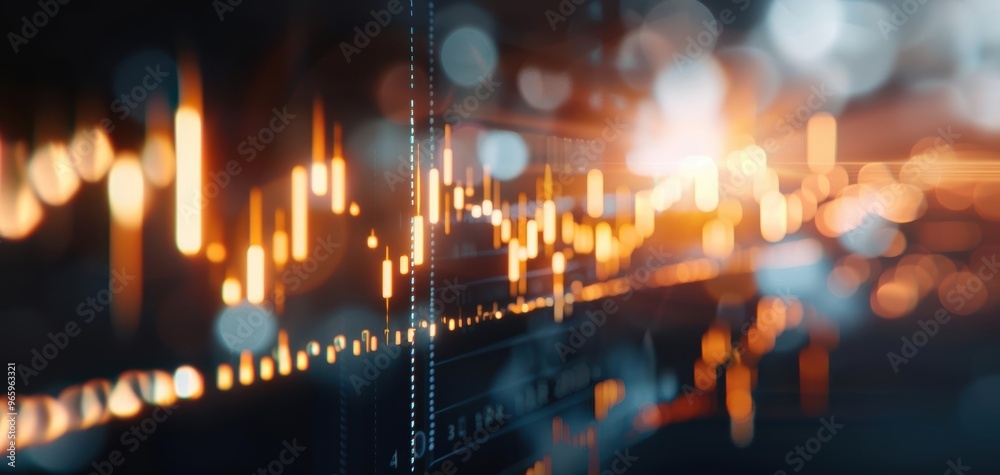 Poster dynamic stock market chart with glowing lines, showcasing financial trends and data in a modern, abs