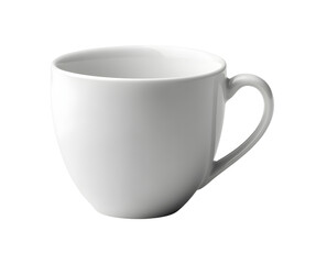 Elegant single white coffee cup in ceramic mug side isolated on transparent or white background, png