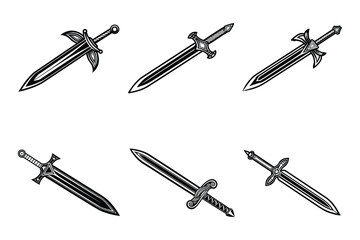 Sword silhouette Logo Vector Icons Symbol Design Illustration