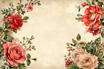 Elegant vintage invitation featuring floral designs suitable for weddings bridal events birthdays or Valentine s Day celebrations