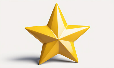 Obraz premium A yellow star sits on a white surface, casting a small shadow