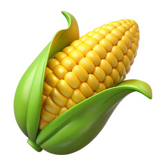 corn on the cob 3d cartoon style illustration