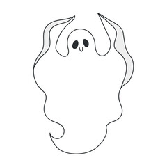Cute hand drawn ghost isolated on white background. Halloween vector illustration