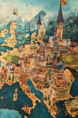 Obraz premium Map illustration of a central European country