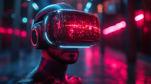 Digital 3D virtual reality music experience, 3D background music, immersive and futuristic