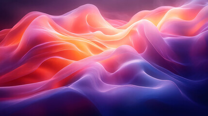 Obraz premium Abstract fluid waves in neon colors, organic shapes, dynamic and modern