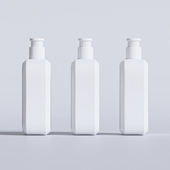 Liquid soap packaging with blank label white color isolated on gray background 3D render illustration