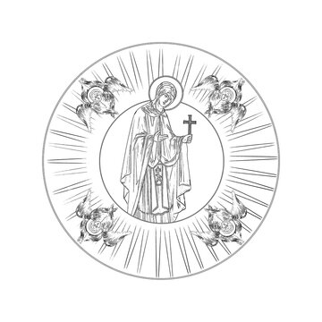 recommend clip art: Sv. Petka. Saint Parascheva of the Balkans (name english). Coloring page in Byzantine style