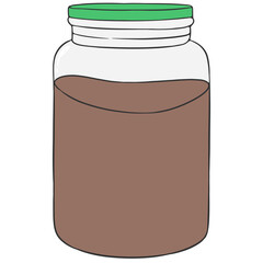 chocolate powder filled glass jar cartoon illustration