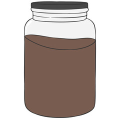 coffee filled glass jar cartoon illustration
