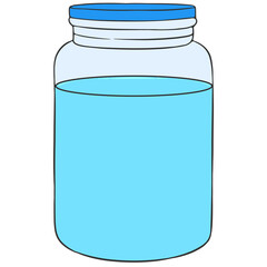 water filled glass jar cartoon illustration