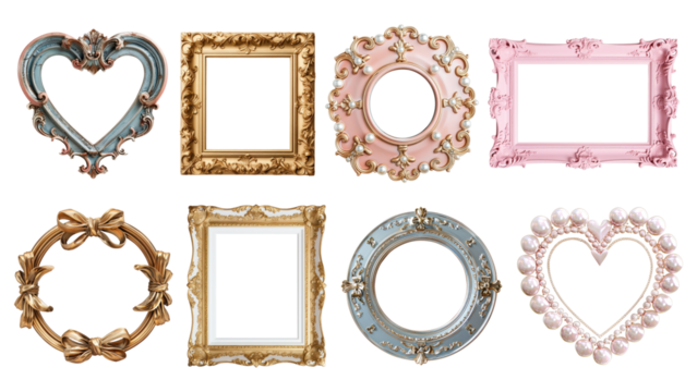 PNG vintage frame element set, transparent background