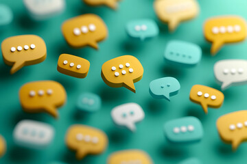 A collection of speech bubbles floating, symbolizing communication and conversation