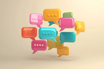 A collection of speech bubbles floating, symbolizing communication and conversation