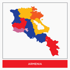 Colored Armenia map with regions vector illustration on white background