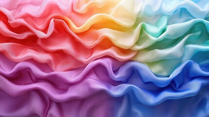 Fototapeta premium Colorful, flowing fabric in soft, wavy layers.