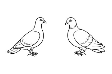 Black Line Art Silhouette Dove Vector Illustration