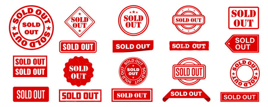 Sold out. Sold out badges set. Sale stickers set. Vector