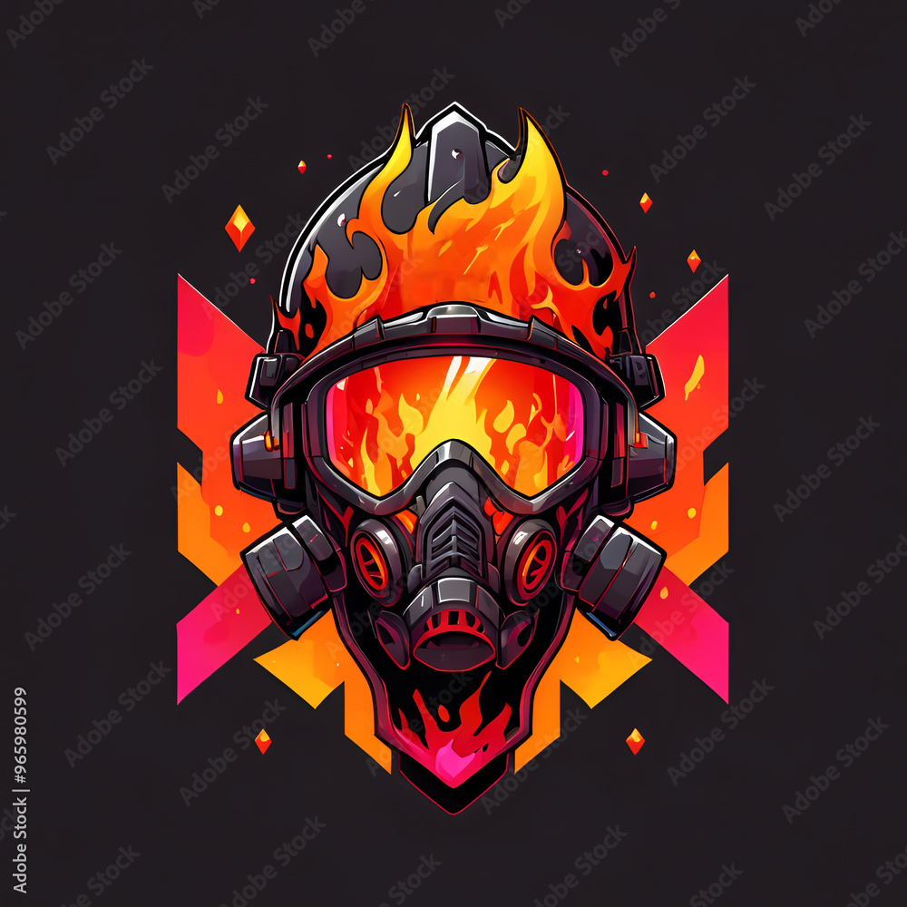 Canvas Prints fiery gas mask illustration