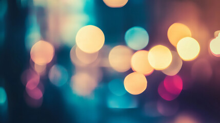 Obraz premium abstract background with bokeh defocused lights and shadow from cityscape at night, vintage or retro color tone 