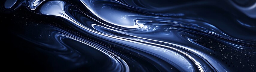 Cosmic Elegance - Dark Indigo Abstract Background with White Streaks and Swirling Light Patterns, 3D Render
