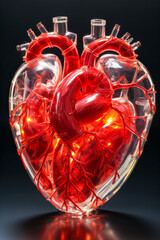 Symbolfoto, gl&auml;sernes Herz eines Menschen, Generative AI