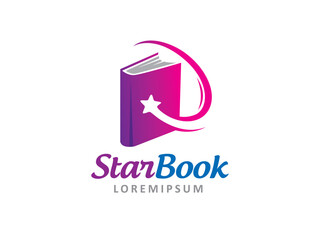 Book and Star logo symbol or icon template
