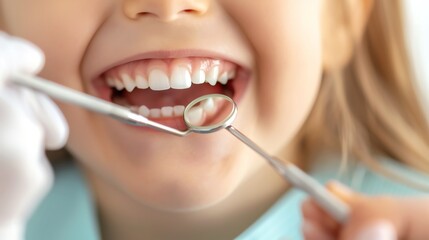 A child smiles during a dental check-up, showcasing bright teeth and the excitement of maintaining oral health.