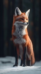 Fototapeta premium Realistic fox portrait captured in high-definition, showcasing lifelike colors and details image