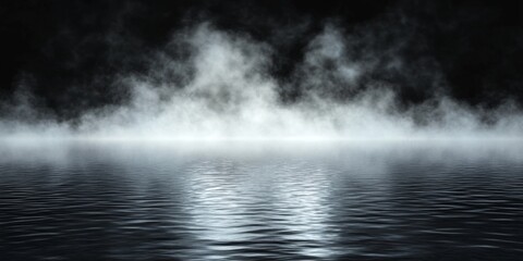  Ethereal Mist and Smoke on Dark Background: Abstract Cinematic Composition for Marketing Campaigns and 4K Wallpapers. Atmospheric Fantasy-Style Imagery with Water Reflections, Depth, and Wide-Angle P