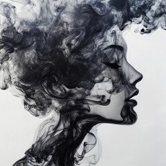 Fototapeta premium A surreal black and vibrant color smoke forming