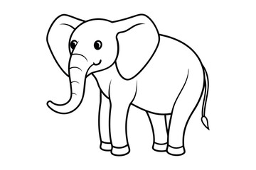 Elephant Line Art Drawing Silhouette Vector Illustration
