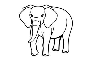 Elephant Line Art Drawing Silhouette Vector Illustration