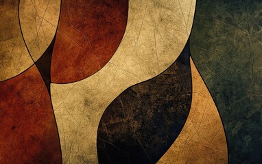 Earthy Abstract Geometric Background with Organic Textures and Overlapping Shapes