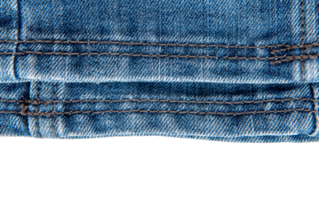 Piece of torn denim on a white background. Denim texture