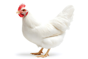 Fototapeta premium White hen isolated on white background