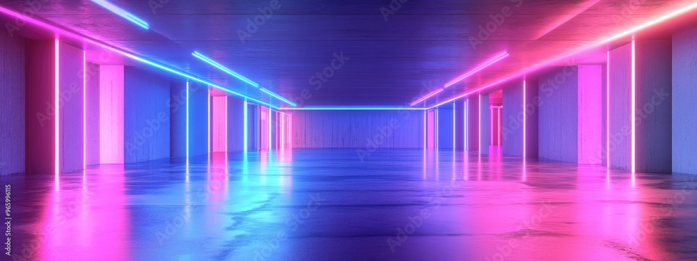 Poster abstract contemporary architectural backdrop vacant open space interior 3d rendering