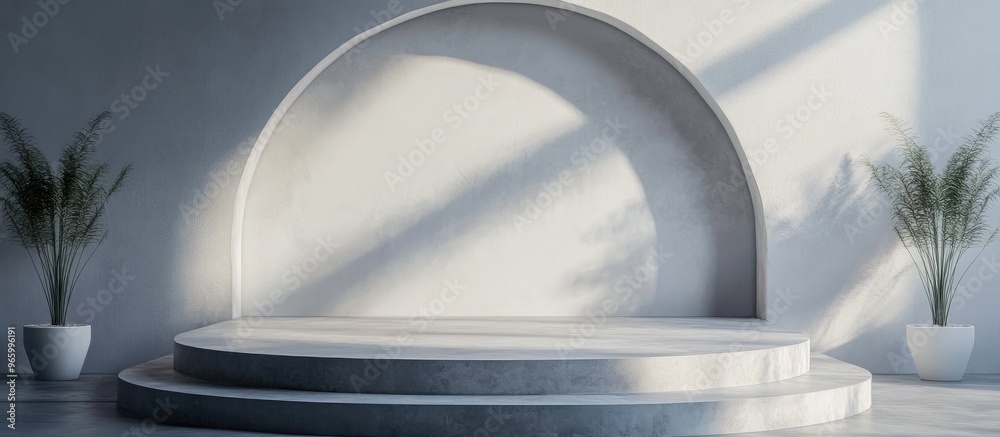 Poster Podium showcase for product demonstration 3D rendering 3D visualization