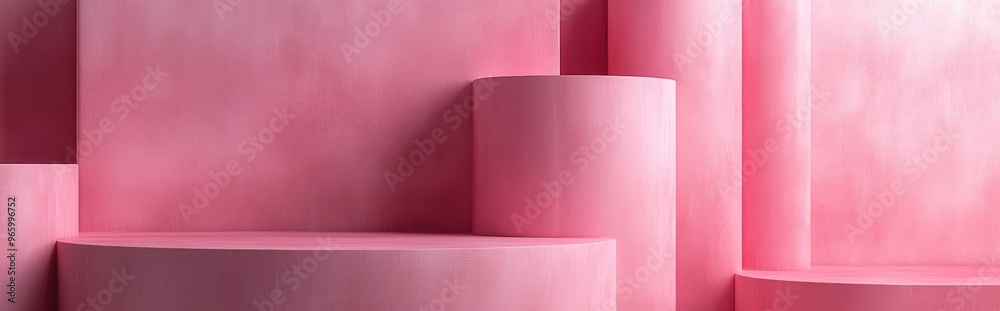Aufkleber Pink Product Display Abstract geometric backdrop 3D rendering