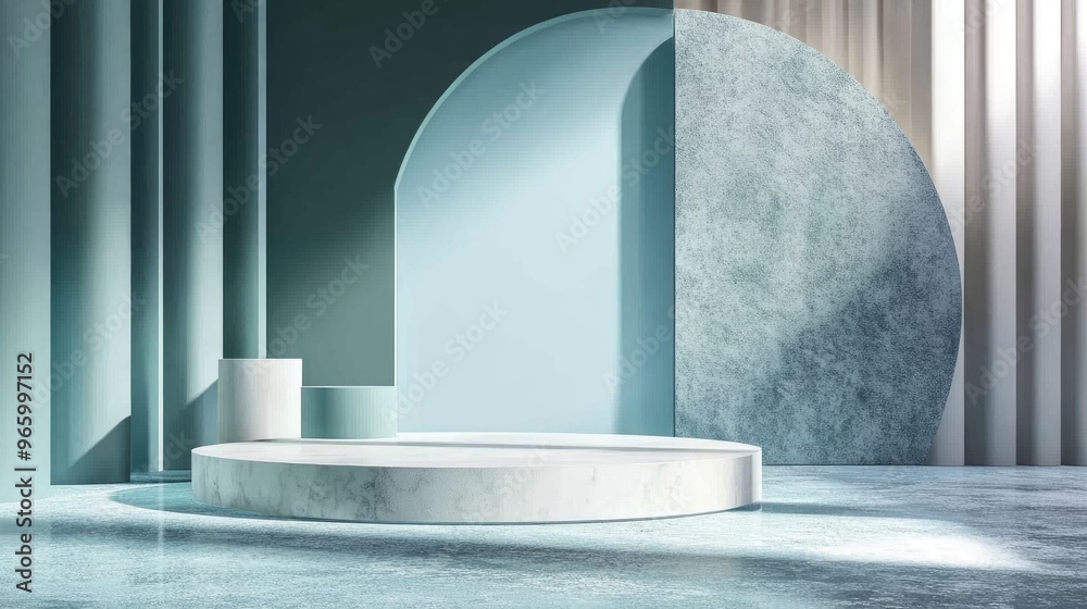 Poster Abstract 3D rendering podium mockup for product display minimalistic concept showcase geometric backdrop product presentation