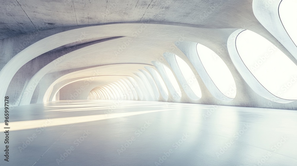 Fototapete abstract modern architectural background featuring a spacious empty interior 3d rendering