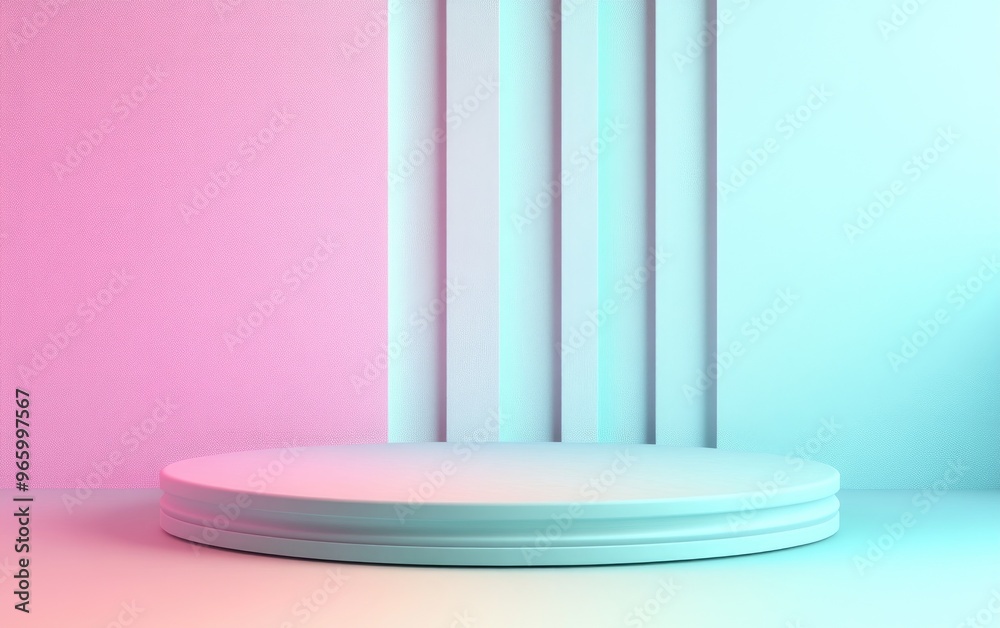 Poster Abstract geometric shape in pastel colors serving as a minimal modern style wall background ideal for booth podium stage display table mock up composition in 3D rendering