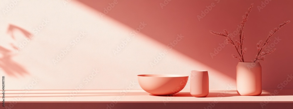 Poster Product display in a pink studio environment featuring a minimalist design and 3D rendering