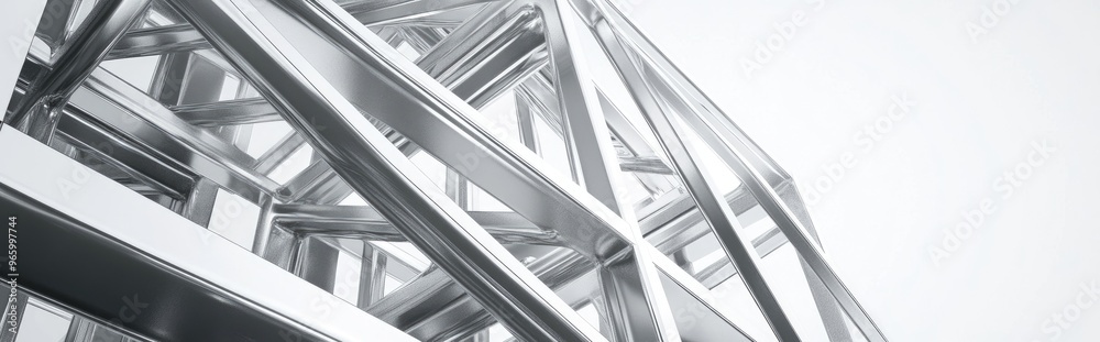 Poster isolated aluminum structure frame on a white background 3d rendering illustration