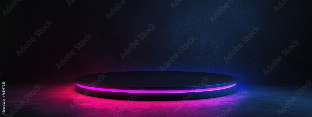 Aufkleber black podium on a dark background realistic dark platform 3d render