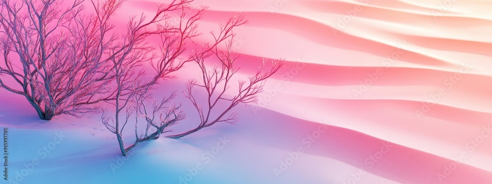 Poster minimal mockup background for product display featuring dry tree twigs on a white sand surface 3d re