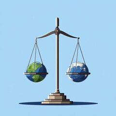 3D scales of justice symbol with gold weights, representing balance and equality in law and business