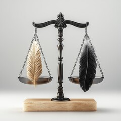 A 3D illustration of a gold scale of justice, symbolizing balance and equality in law and business
