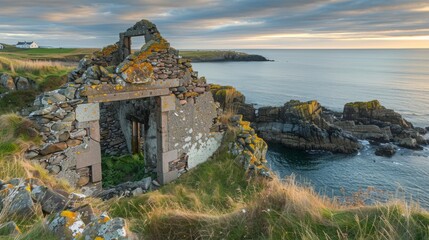 abandoned medieval stone house on the coastal part